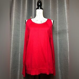 Vince Camuto women’s red cold shoulder pull over sweater